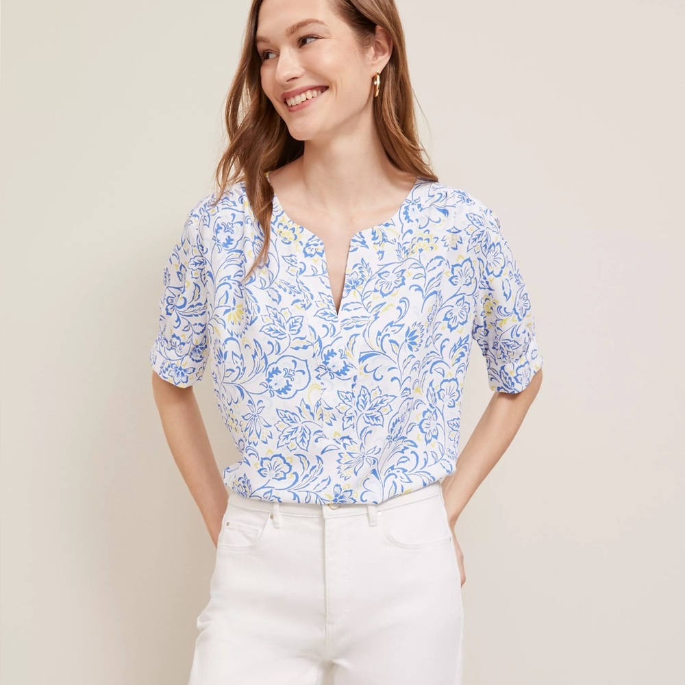 NWT Ann Taylor Paisley Floral Half Sleeve Shirt